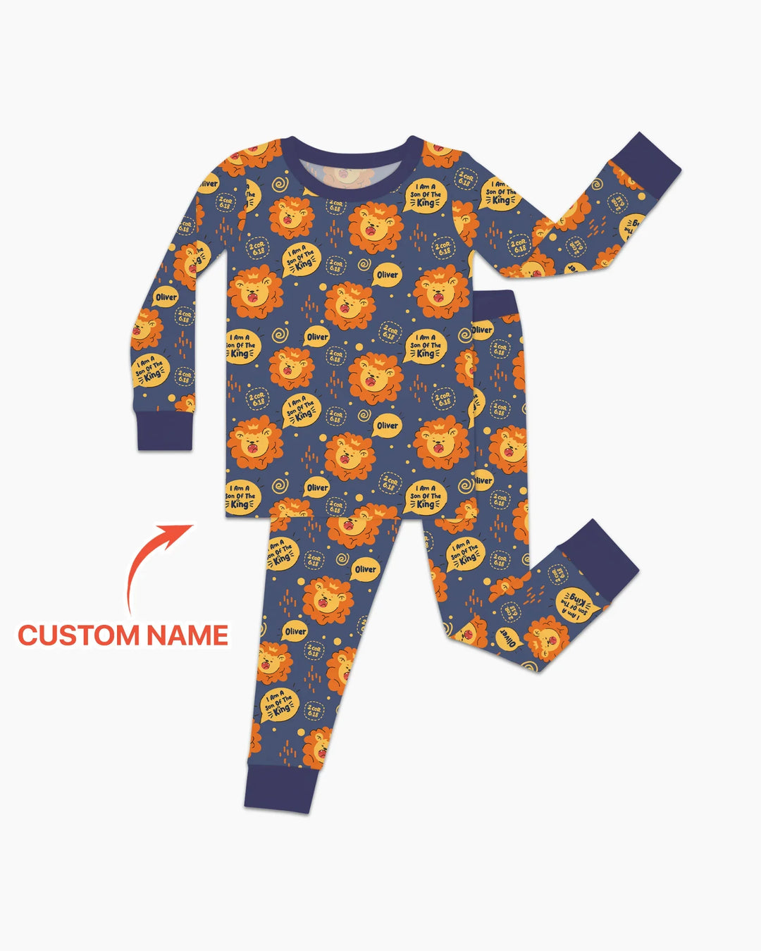 I Am A Son Of The King Custom Name Two Piece Long Sleeve Pajama Set