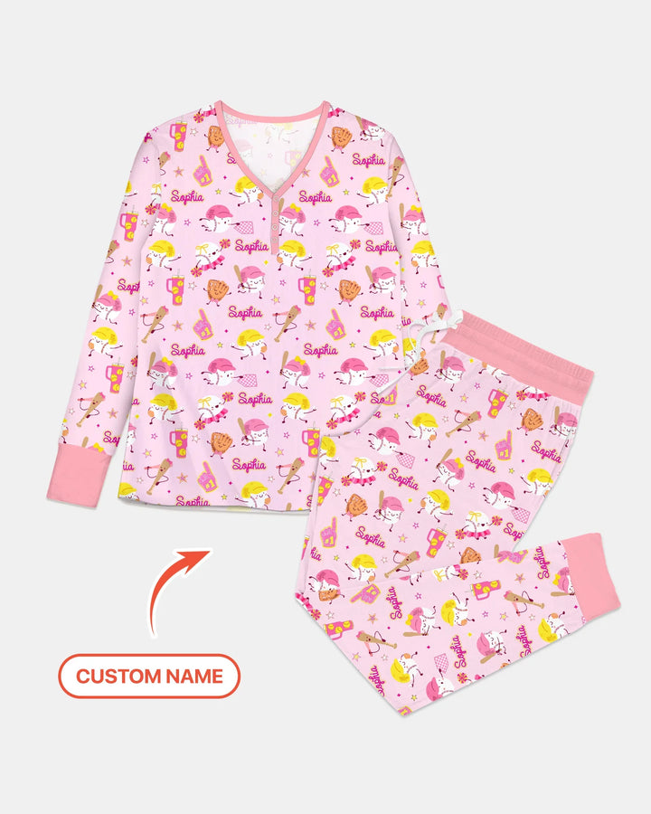 Baseball Mama and Mini Matching Bamboo Women Pajama Set