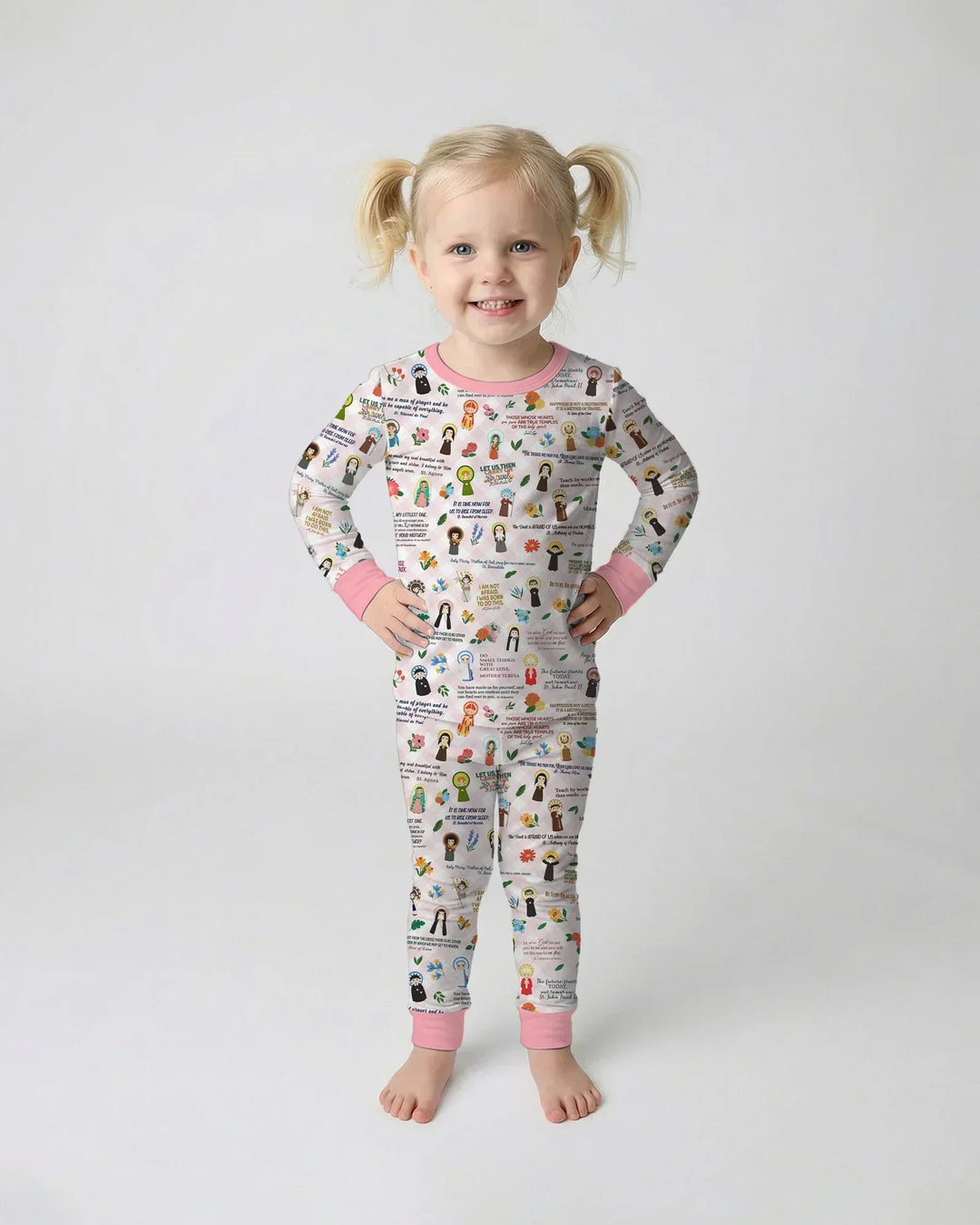 Catholic Saint Quotes Bamboo Two Piece Long Sleeve Pajama Set