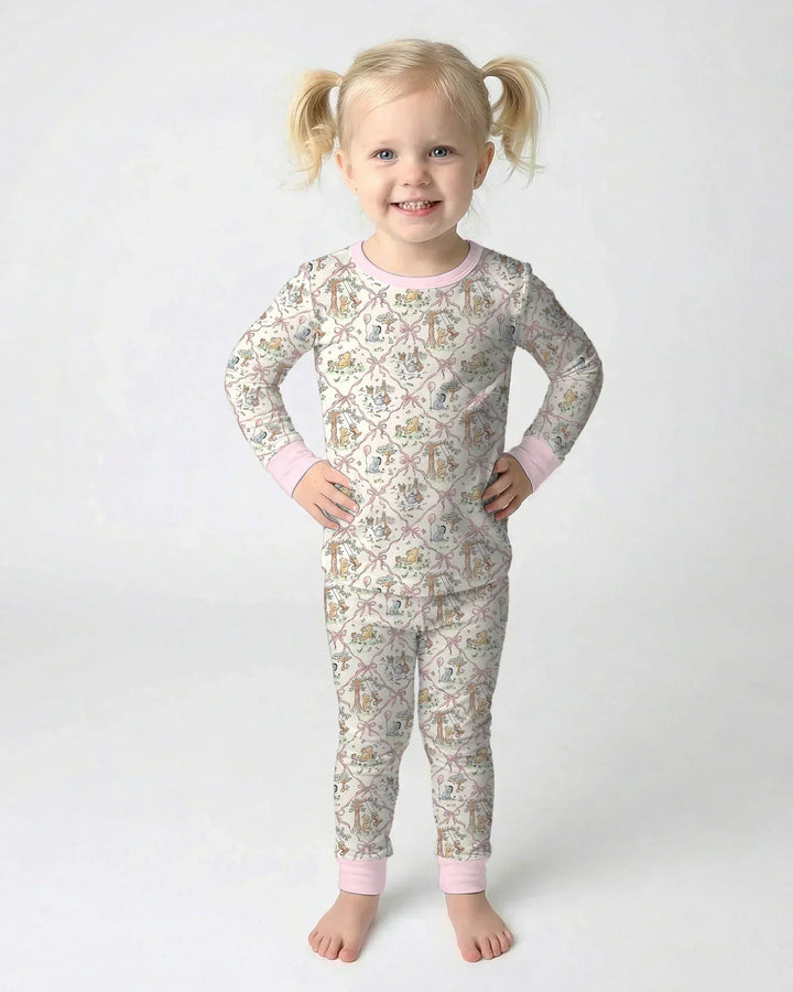 Spring Meadow Friends Bamboo Two Piece Long Sleeve Pajama Set