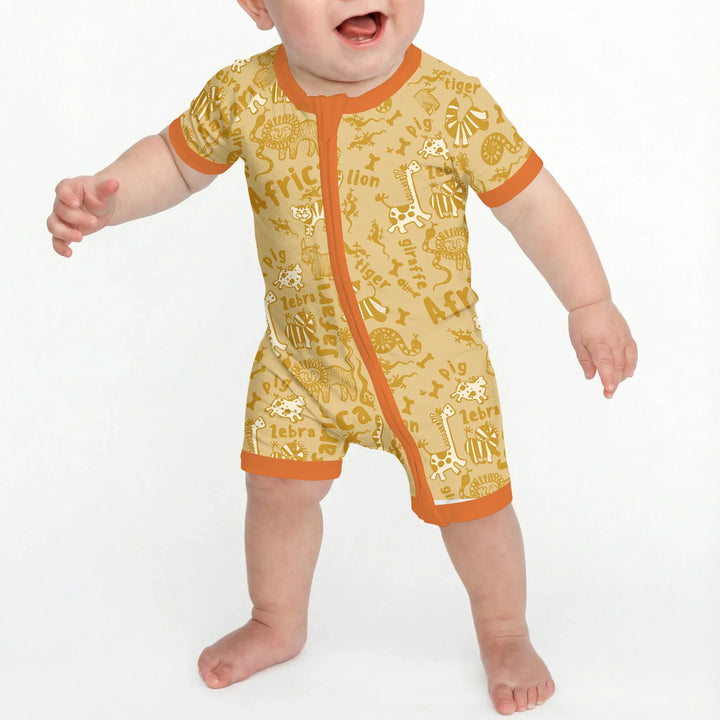 Handdrawn African Animals Bamboo Shorty Zippy