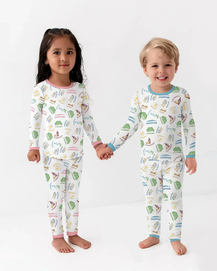 Happy Passover Matching Family Bamboo Two Piece Long Sleeve Pajama Set