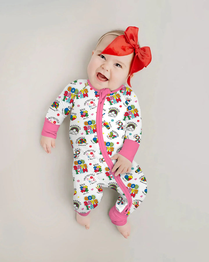 God Says I Am Autism Awareness Bamboo Convertible Zippy