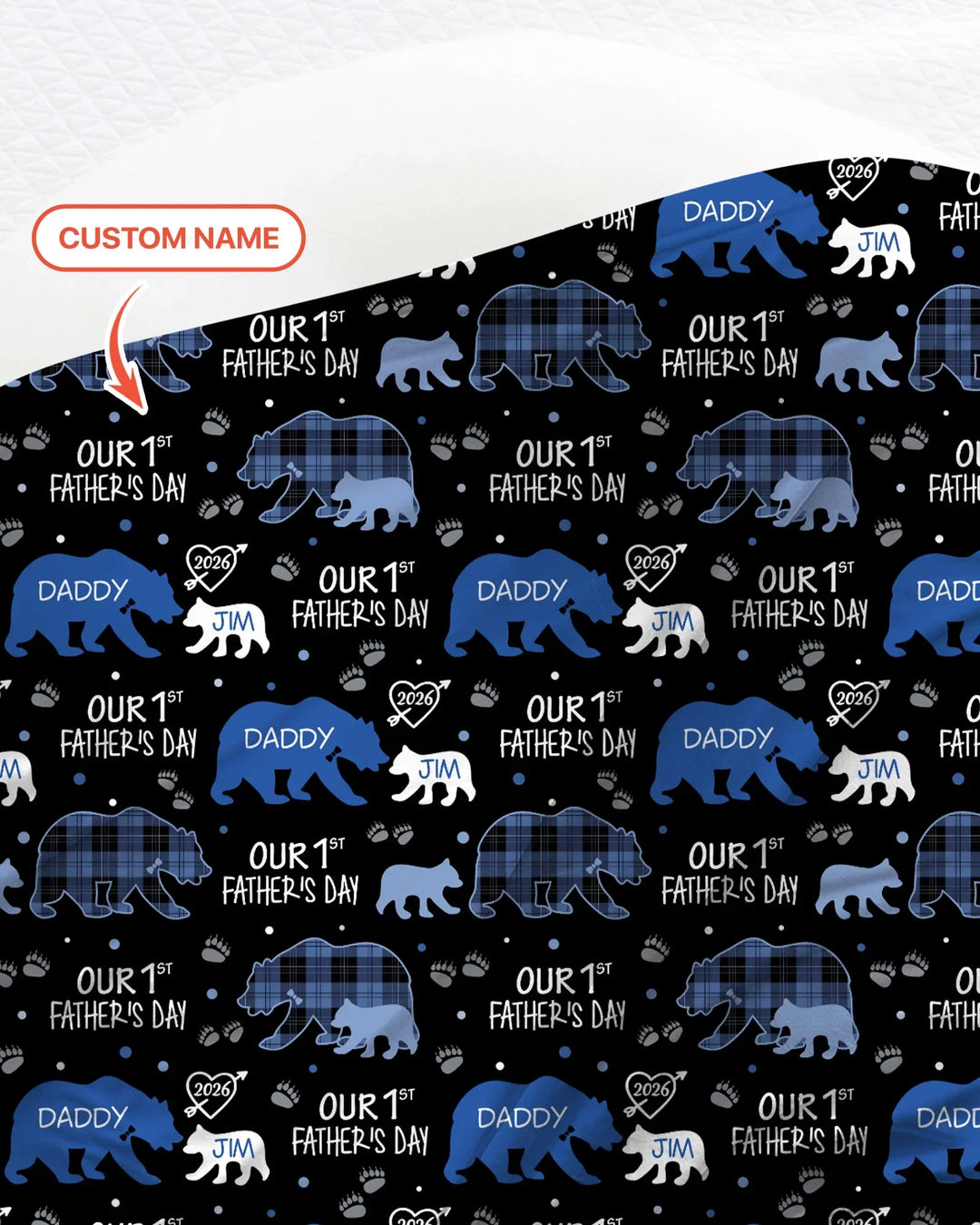 Our 1st Father's Day Daddy Bear & Me Matching swaddle blanket