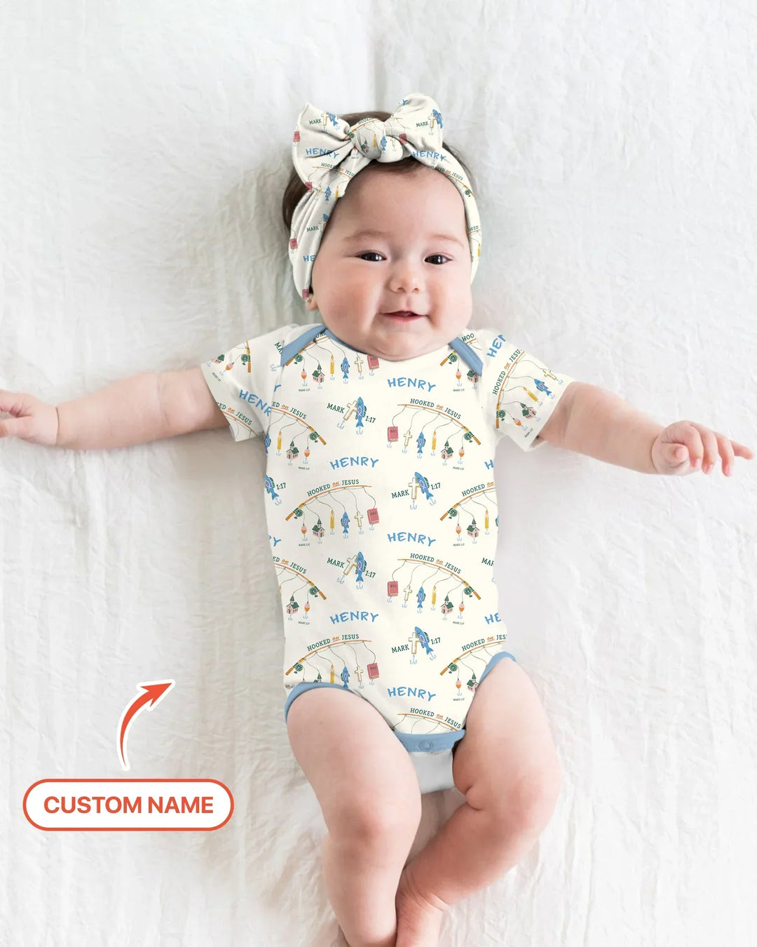 Hooked On Jesus Fishing Matching Bamboo Bodysuit