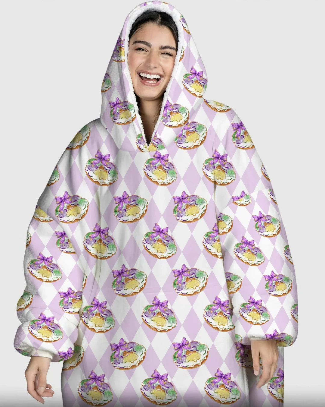 Mardi Gras Donut Wearable Bamboo Blanket Hoodie