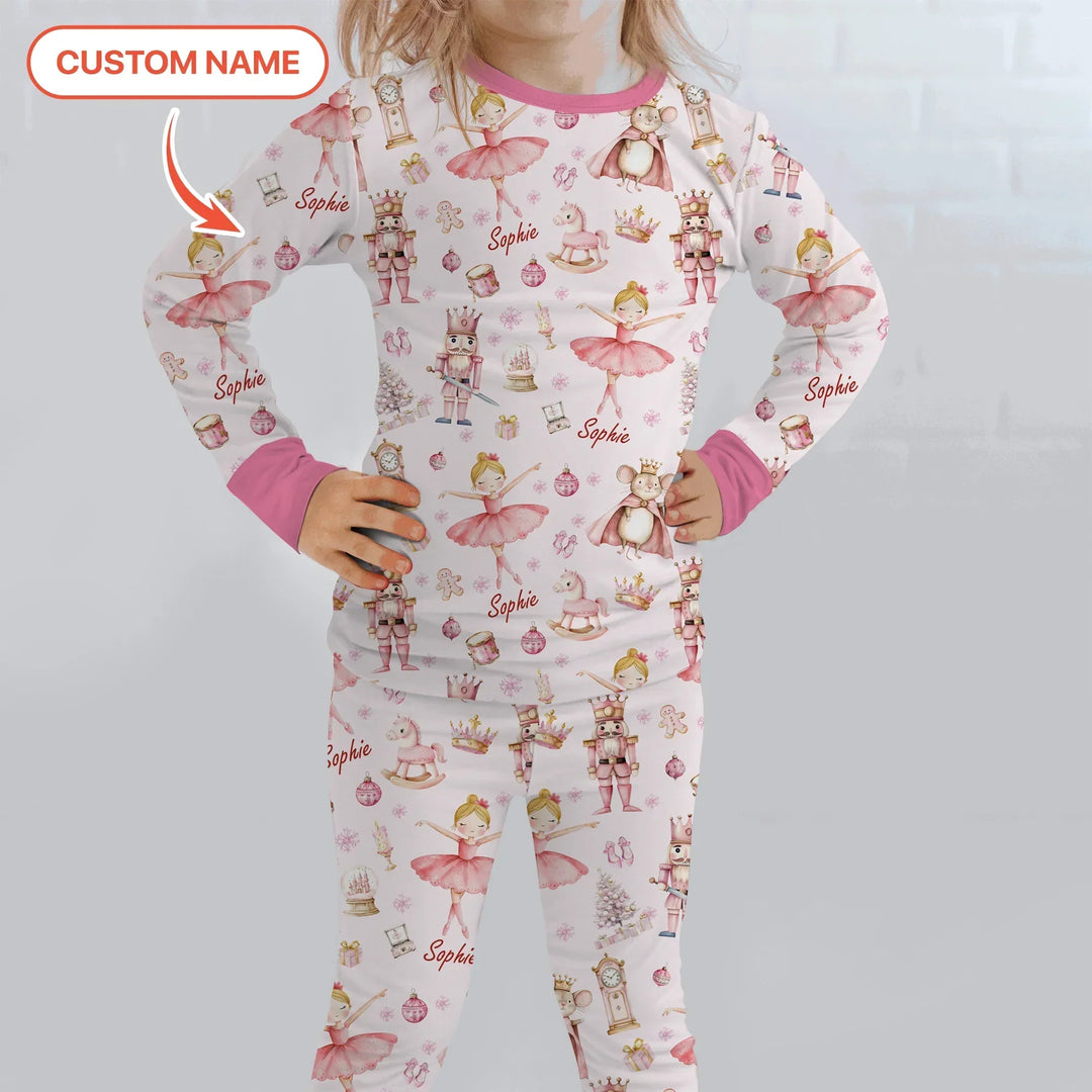 Custom Character "Ballerina Nutcracker Fairytale" Bamboo Two Piece Long Sleeve Pajama Set