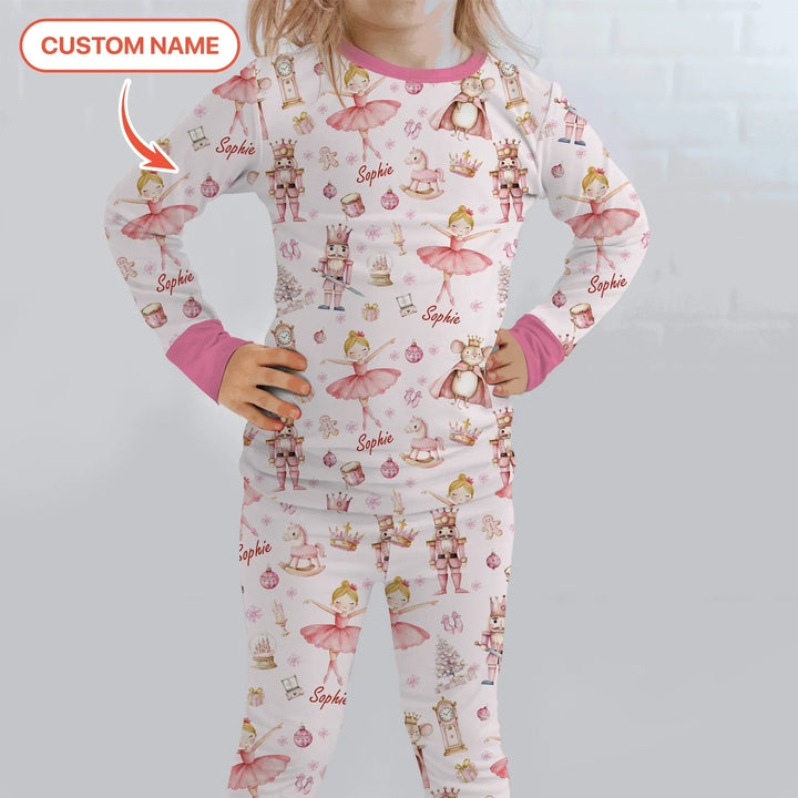 Custom Character "Ballerina Nutcracker Fairytale" Bamboo Two Piece Long Sleeve Pajama Set