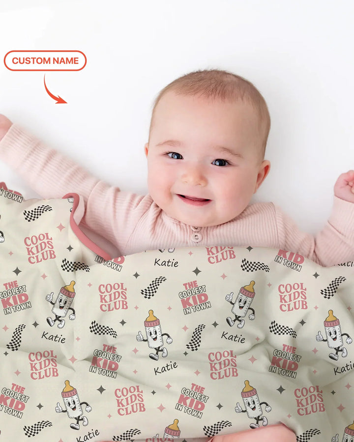 Custom Name Cool Club Daddy & Me Matching Bamboo Blanket