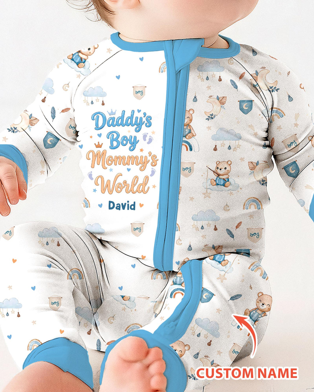 Custom Name Daddy' Boy Mommy' World Bamboo Convertible Zippy