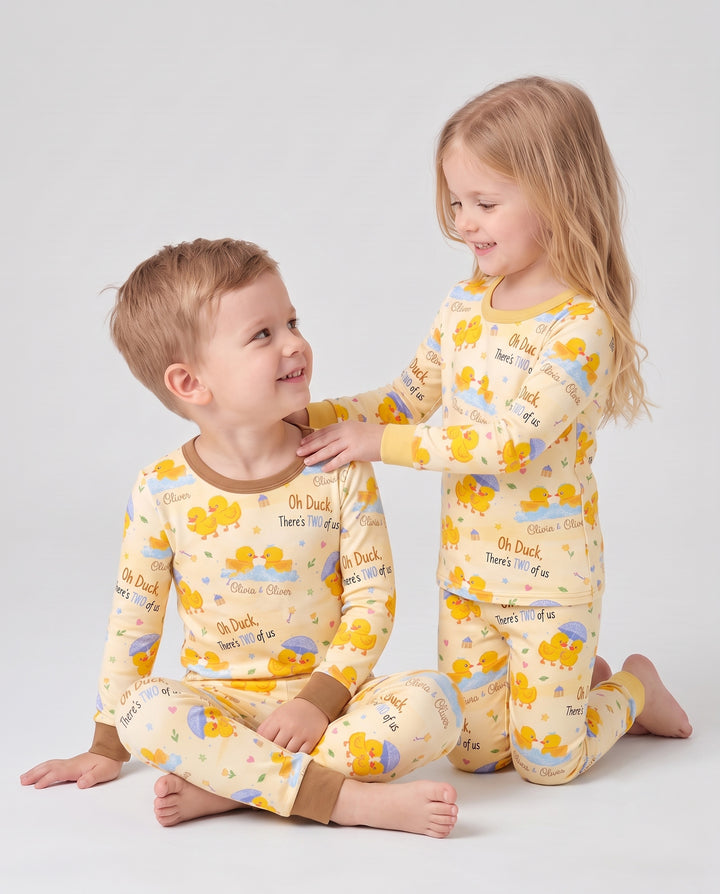 Oh Duck There's Two Of Us Twin Bamboo Two Piece Long Sleeve Pajama Set