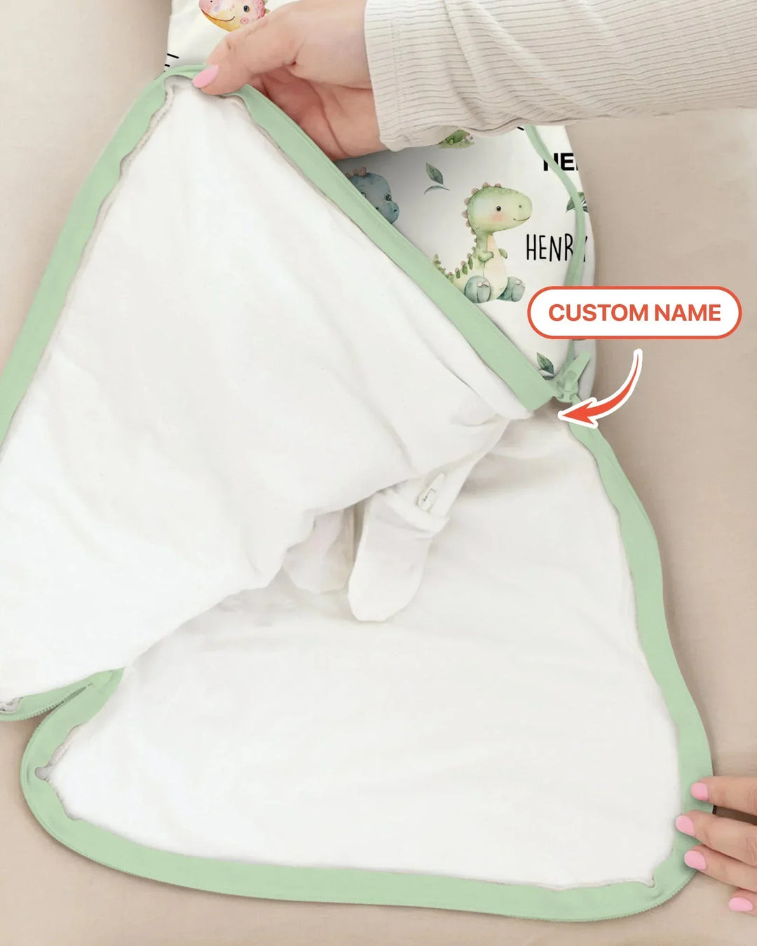 Dinosaur Custom Name Bamboo Sleep Bag