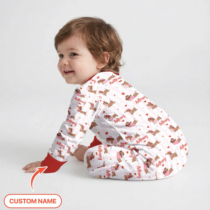 Custom Name Valentine Dachshund Family Matching Bamboo Convertible Zippy