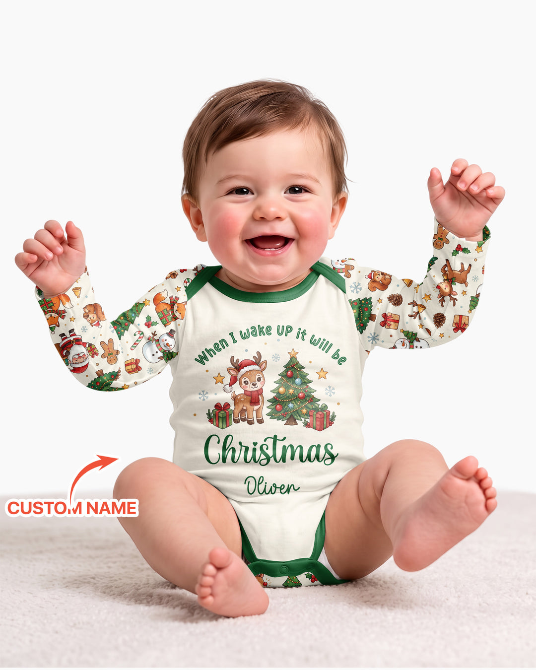 Custom Name When I Wake Up It's Will Be Christmas Bamboo Bodysuit