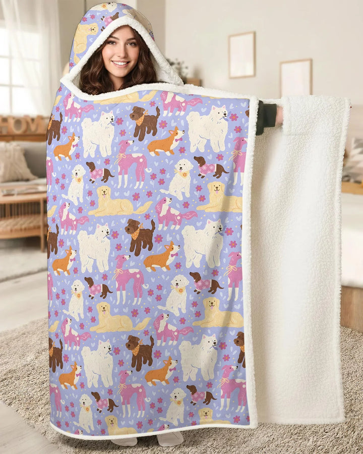 Floral Pawty Bamboo Wearable Hooded Blanket