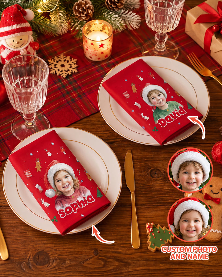 Kids Face Photo Cotton Napkin