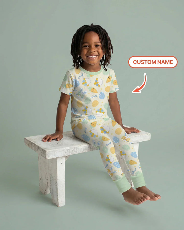 Retro Easter Bamboo Two Piece Short Sleeve Pajama Set