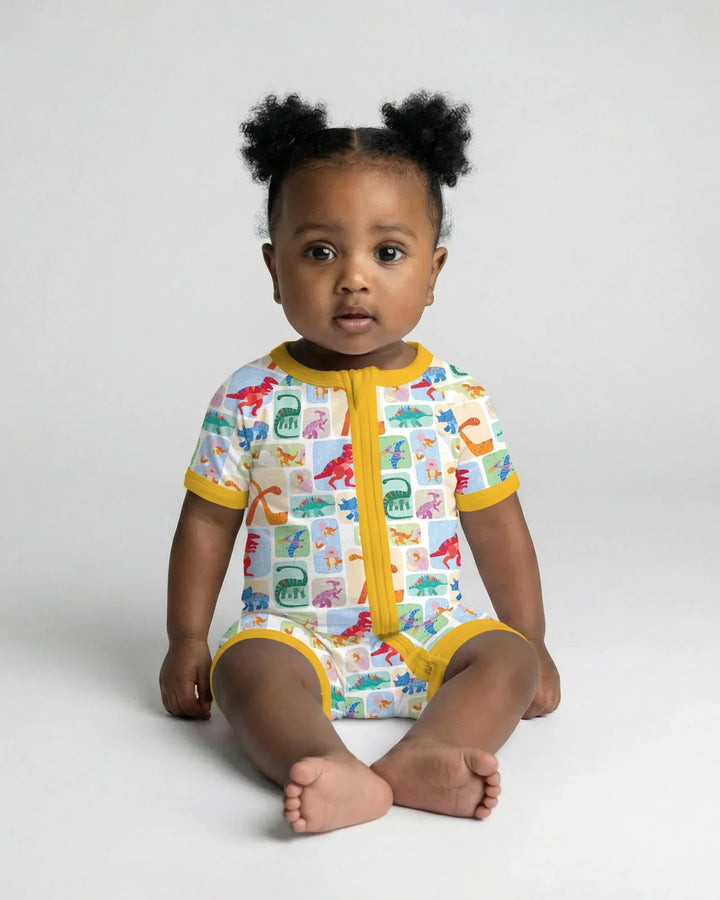 Rainbow Dino Friends Family Matching Bamboo Shorty Zippy