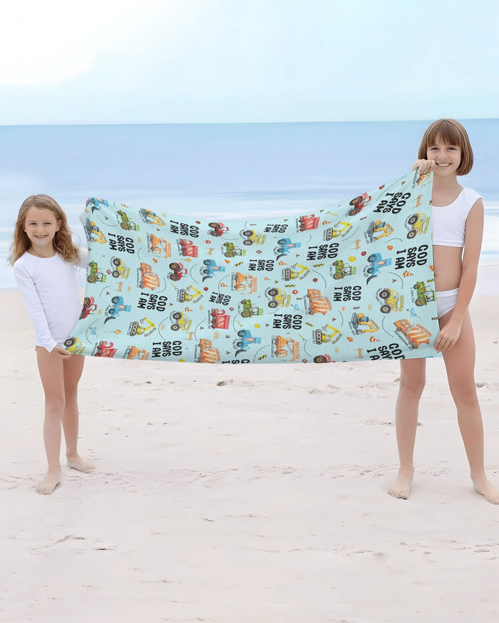 God Says I Am Boy Bamboo Beach Towel