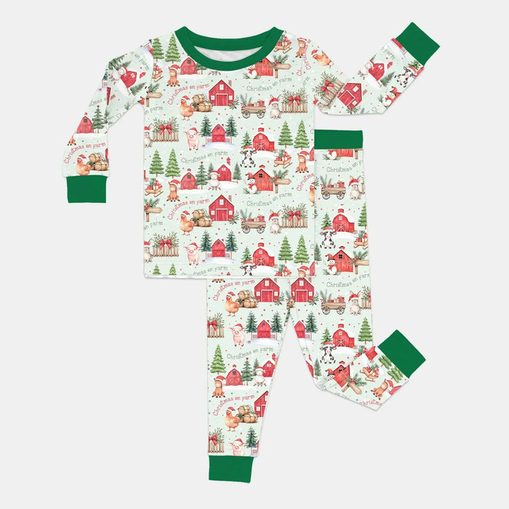 Christmas on Farm Bamboo Two Piece Long Sleeve Pajama Set