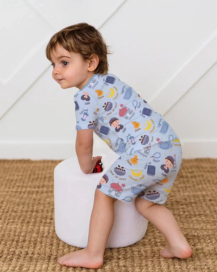 Happy Ramadhan Bamboo Two Piece Short Sleeve Shorts Pajama Set