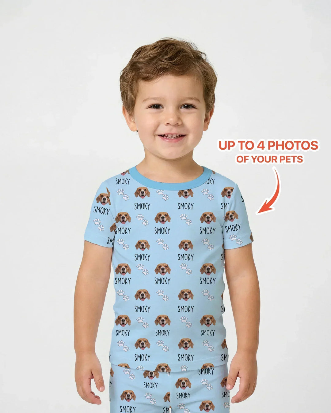 Custom Name and Pet Photos Bamboo Two Piece Short Sleeve Pajama Set