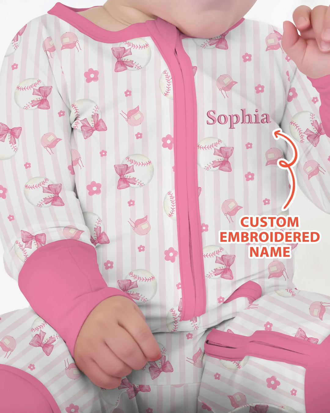 Custom Embroidered Name Baseball Girl Bamboo Convertible Zippy