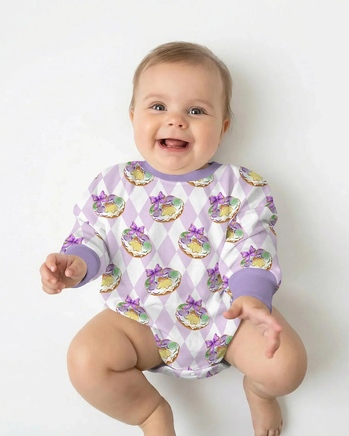 Mardi Gras Donut Bamboo Bubble Romper