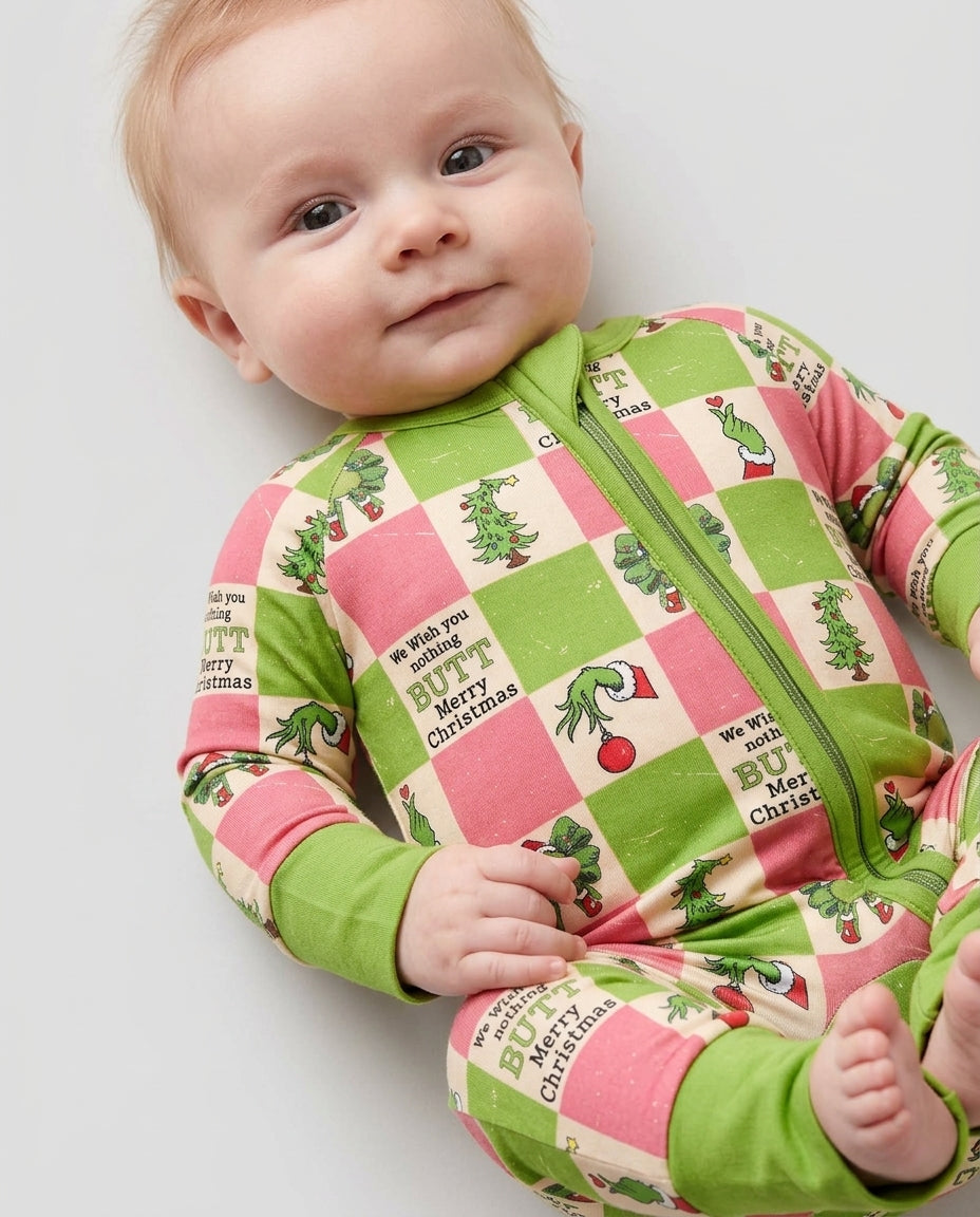 Nothing Butt Merry Christmas Checkerboard Bamboo Convertible Zippy