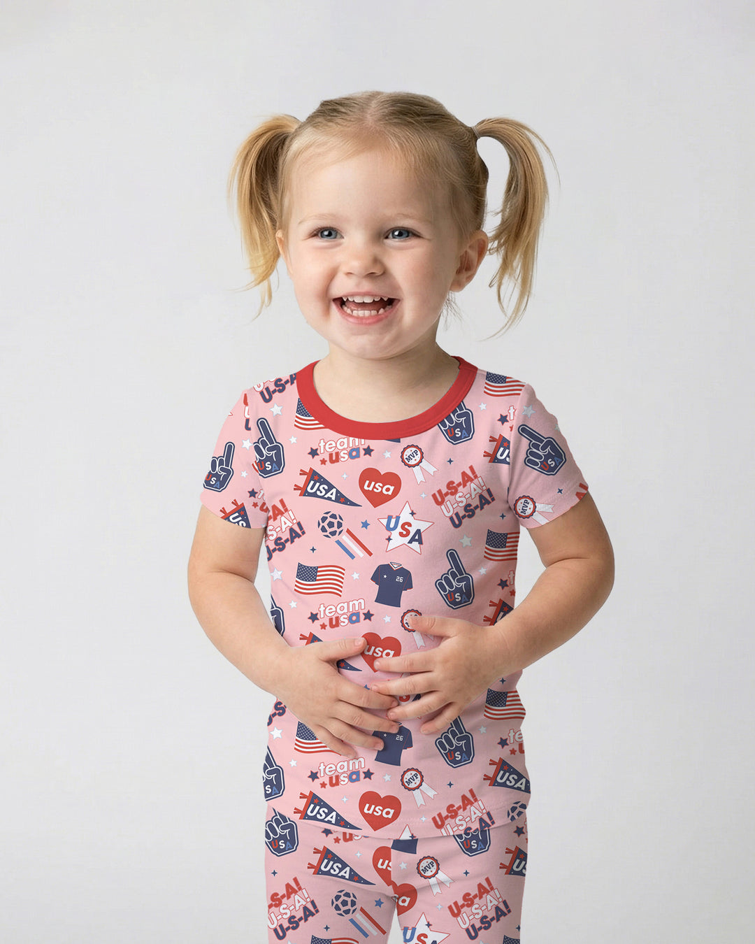Soccer Party Team USA Bamboo Two Piece Short Sleeve Pajama Set