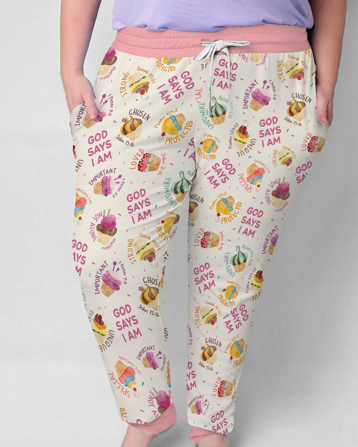 Cute Cupcake God Says I Am Bamboo Women Pajama Set
