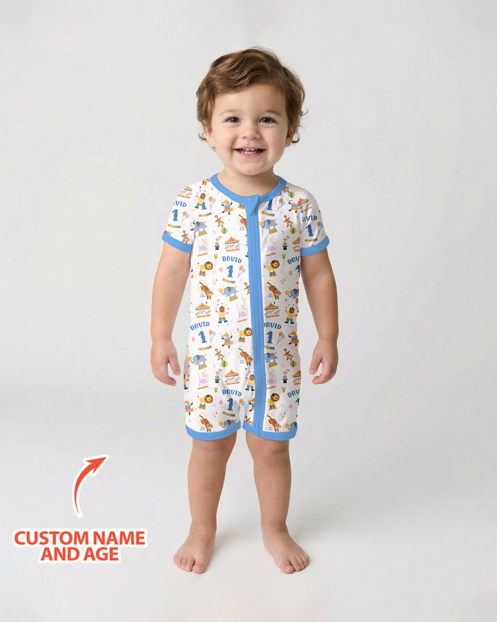 Custom Name Birthday Circus Bamboo Shorty Zippy