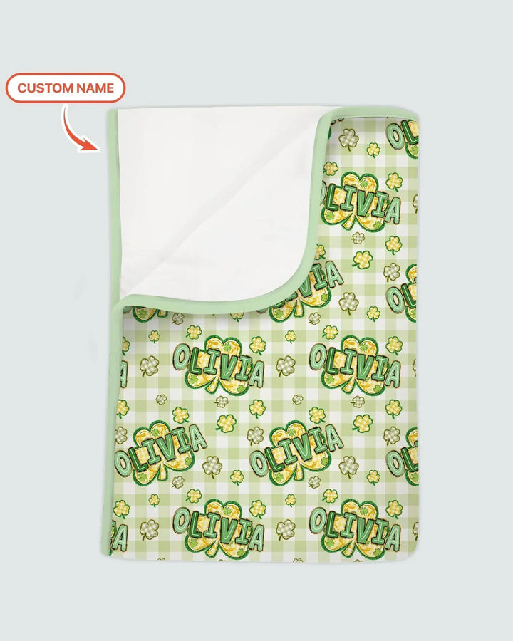 Lucky Shamrock Custom Name Bamboo Blanket