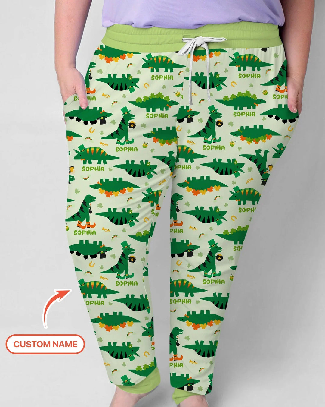 St. Patrick's Day Dinosaurs Custom Bamboo Women Pajama Set