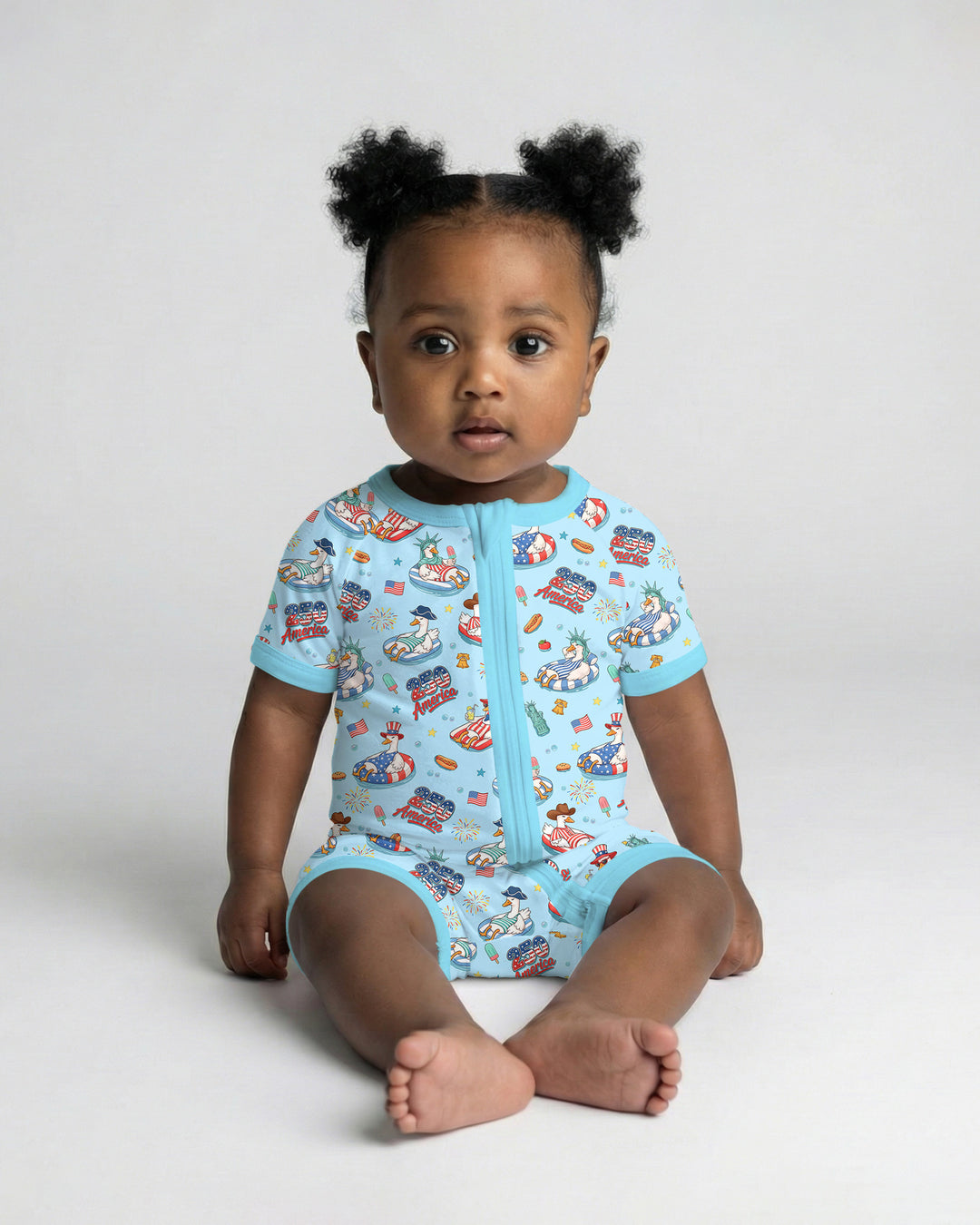 250 America Patriotic Goose Family Matching Bamboo Shorty Zippy