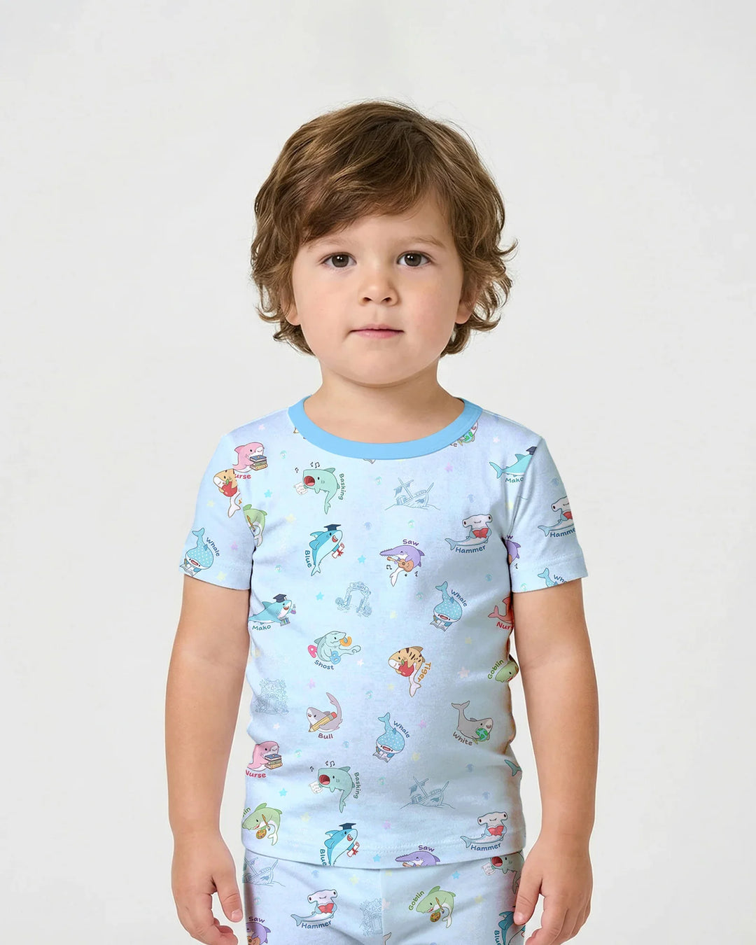 Shark School Bamboo Two Piece Short Sleeve Shorts Pajama Set
