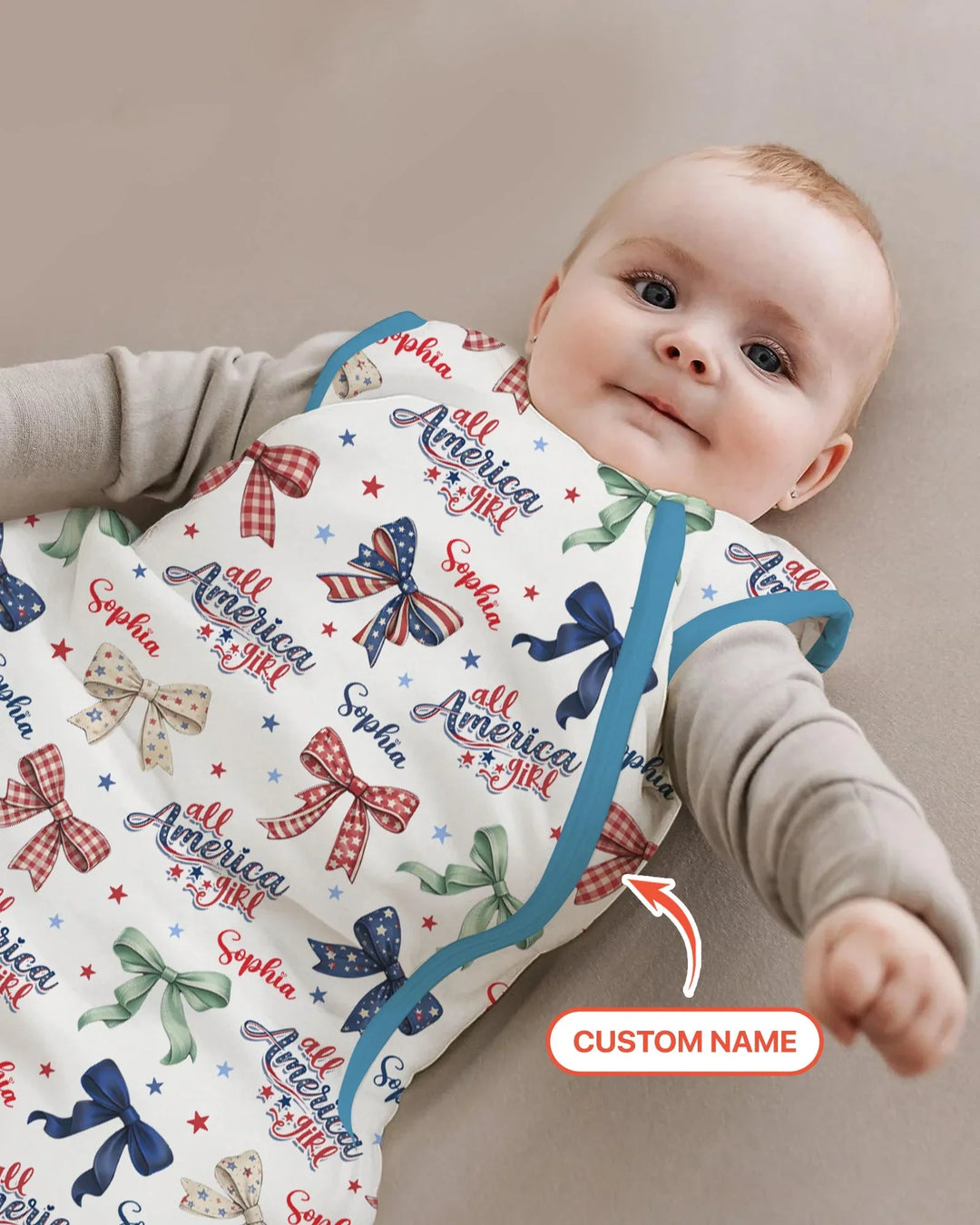 Custom Name All American Girl Bamboo Sleep Bag
