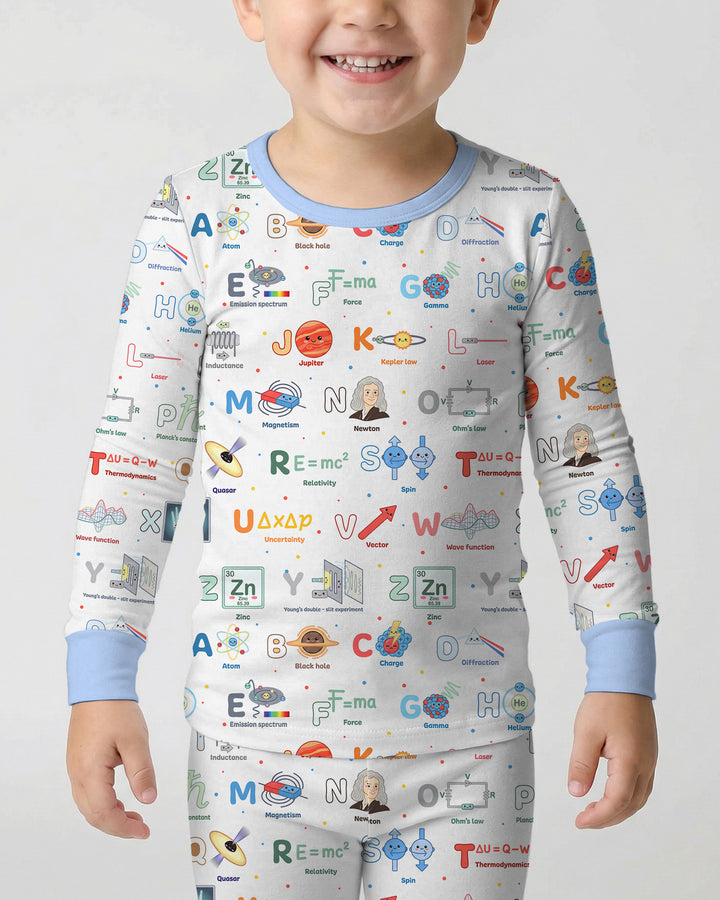 The Physics Alphabet Bamboo Two Piece Long Sleeve Pajama Set