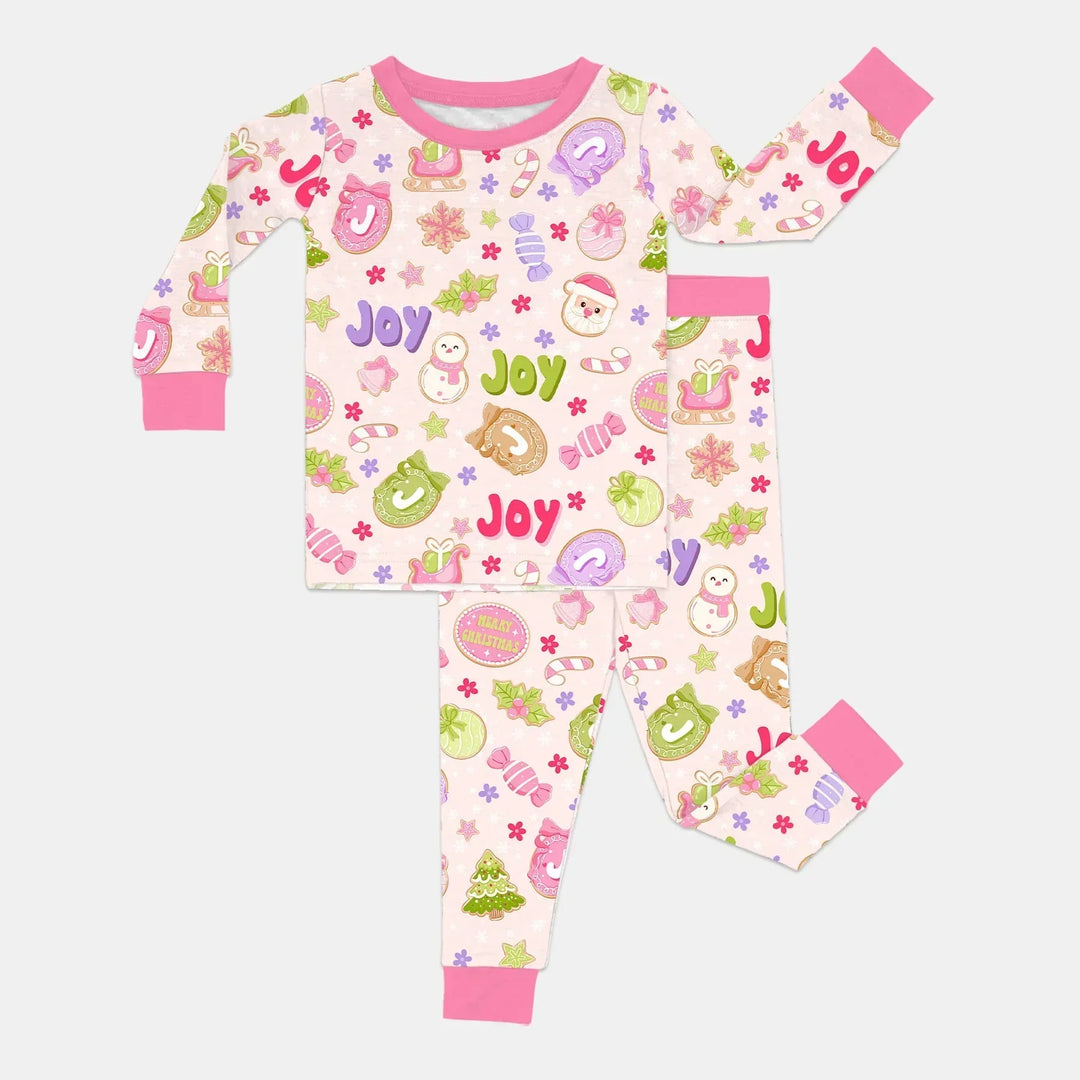 Custom Name Christmas Cookies Bamboo Two Piece Long Sleeve Pajama Set