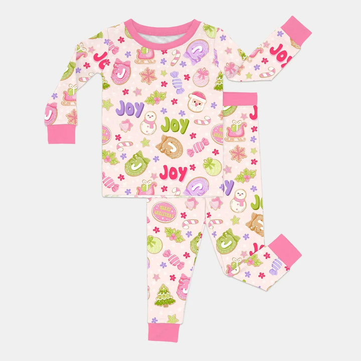 Custom Name Christmas Cookies Bamboo Two Piece Long Sleeve Pajama Set