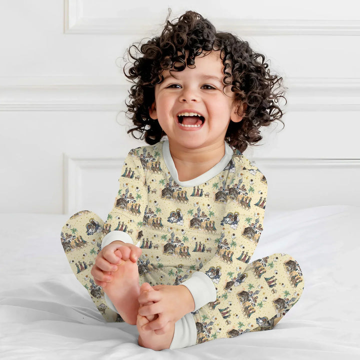 Nativity Christmas Family Matching Family Bamboo Two Piece Long Sleeve Pajama Set