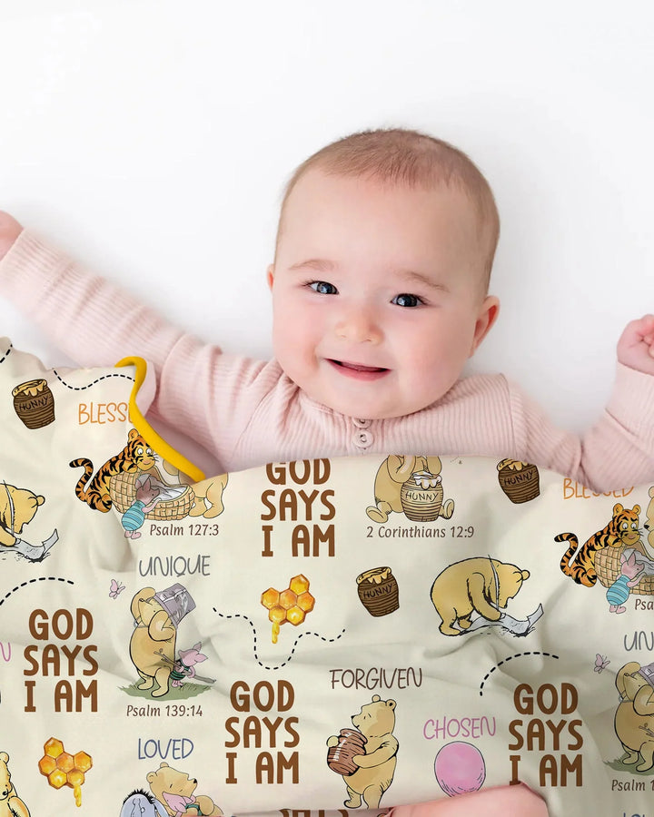 God Says I Am Little Blessings Bamboo Blanket