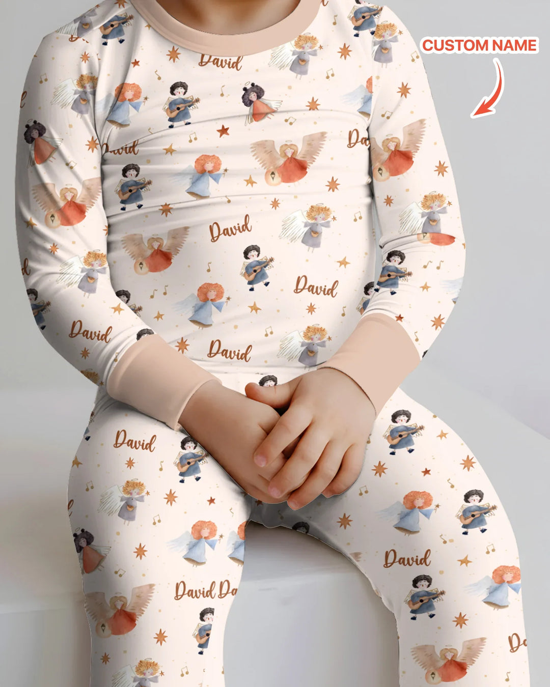Guardian Angels Custom Name Bamboo Two Piece Long Sleeve Pajama Set