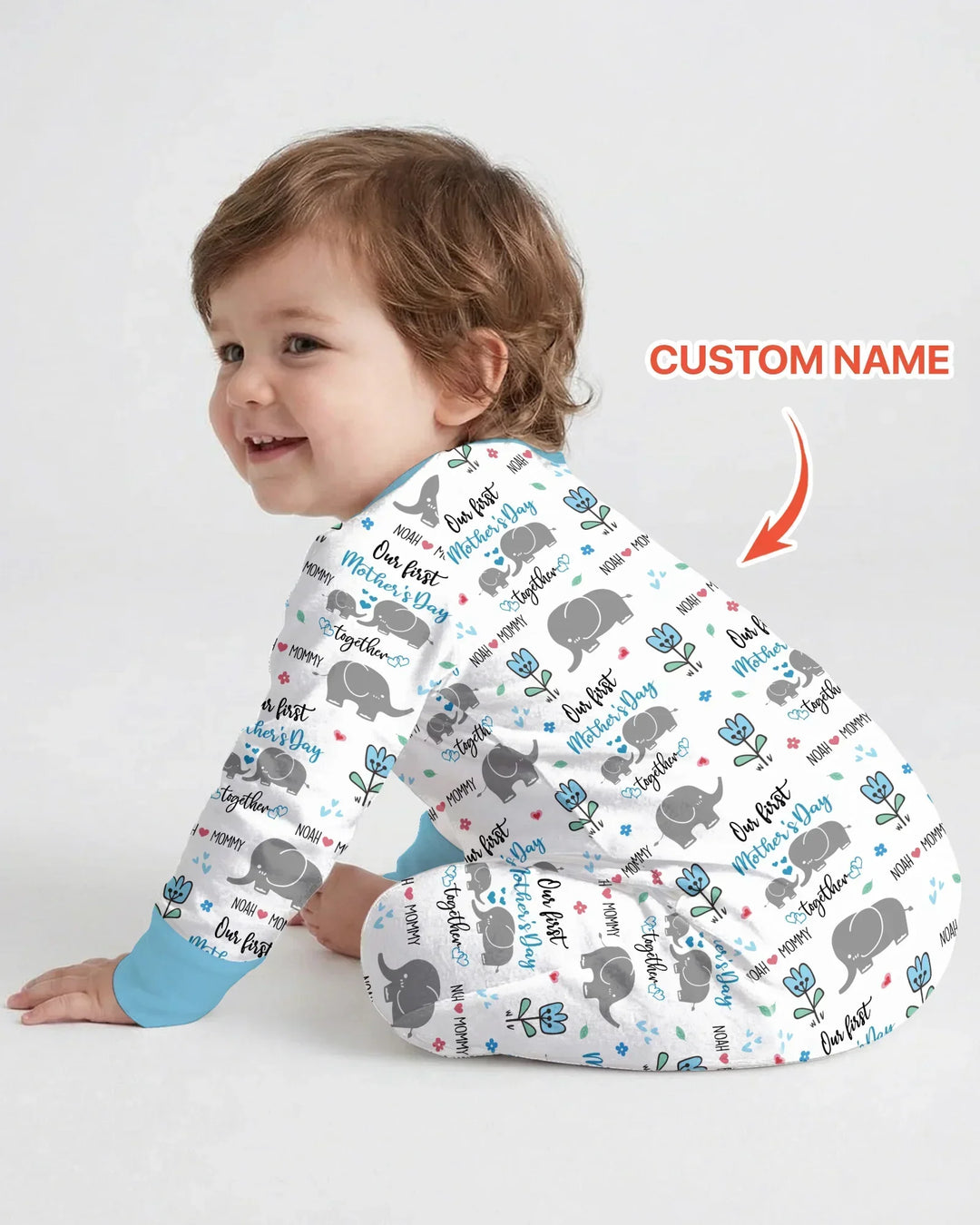 Custom Name Elephant Our First Mother's Day Bamboo Convertible Zippy