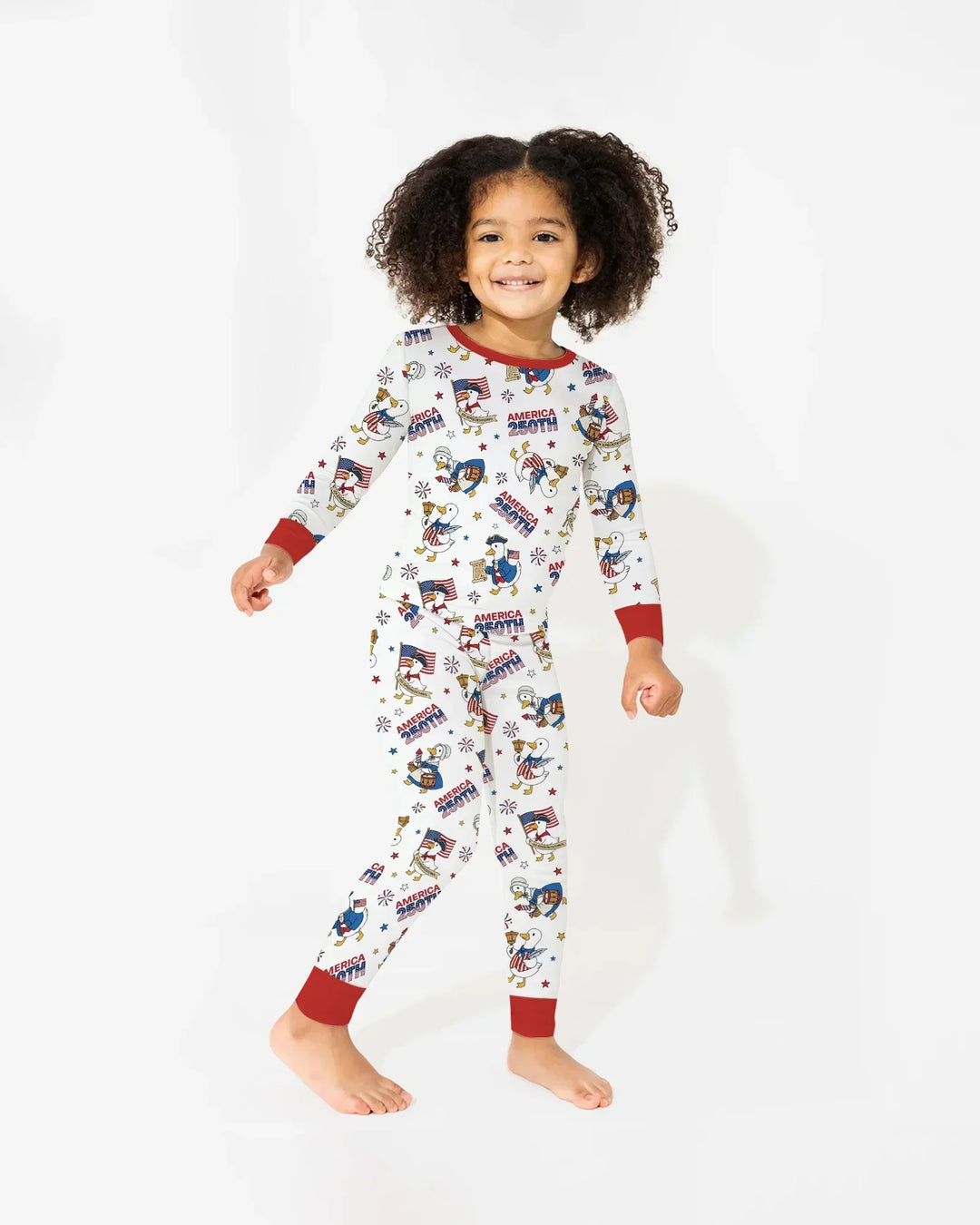 Patriotic Goose Celebrating 250 Years Bamboo Two Piece Long Sleeve Pajama Set