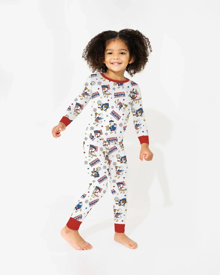 Patriotic Goose Celebrating 250 Years Bamboo Two Piece Long Sleeve Pajama Set