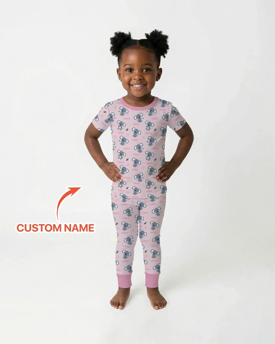 Custom Name Cosmic Koala Bamboo Two Piece Short Sleeve Pajama Set
