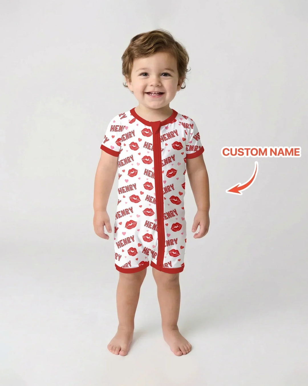 Custom Name Valentine Kiss Bamboo Shorty Zippy