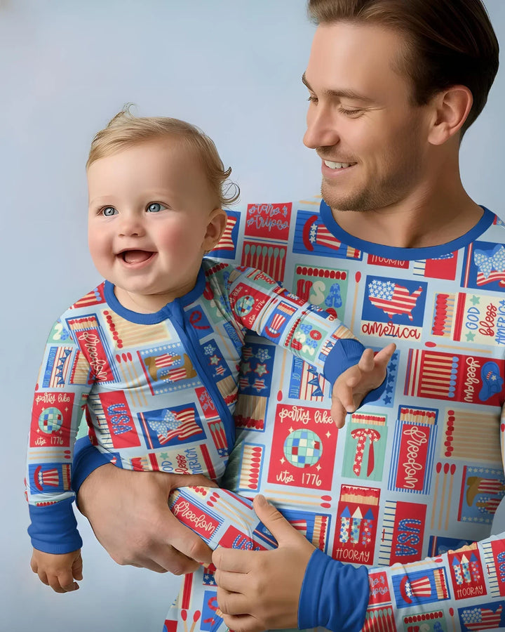 Patriotic Matchbox Family Matching Bamboo Men's Pajama Set