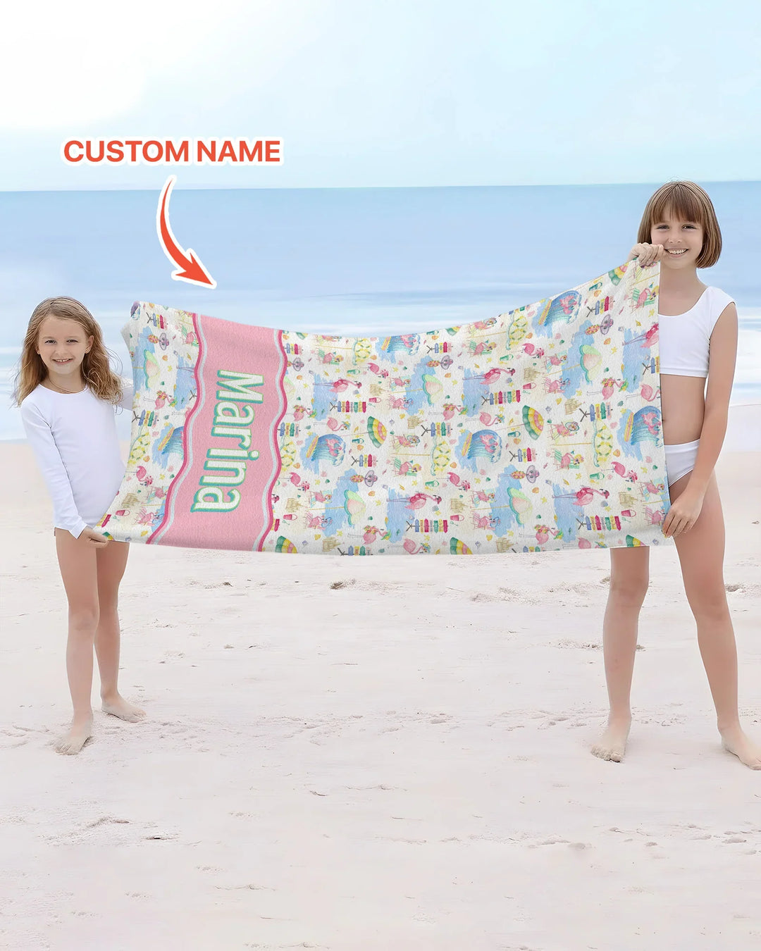 Flamingo Beach Family Matching Bamboo Beach Towel